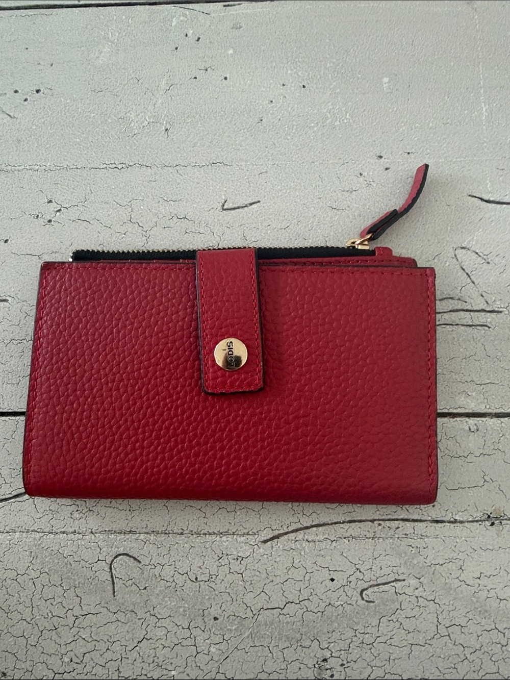 Lodis Red Pebbled Leather Zip Card Case - Picture 2 of 6